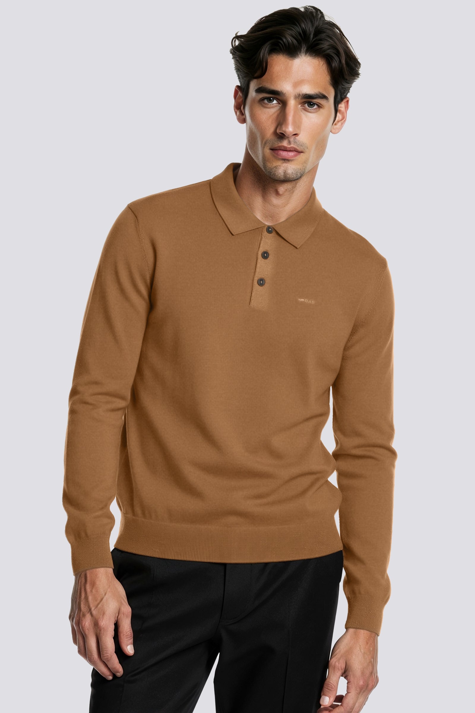 Men's Slim Fit Brown Knit Polo ARLO POLO 4862 – GAS Jeans