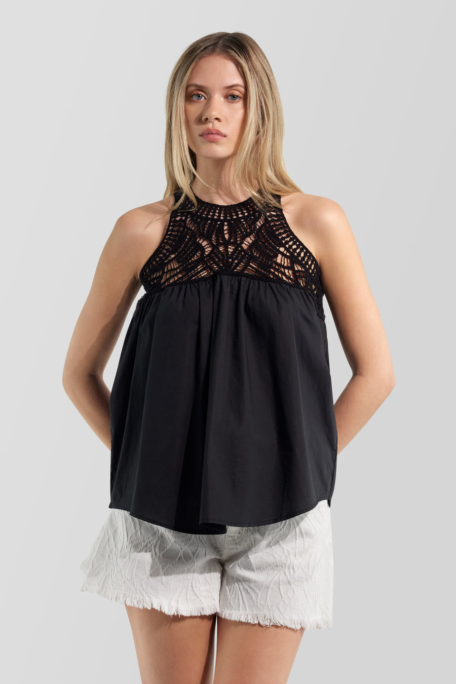 POPSY TOP 0200 - Women's black comfort fit top - main image