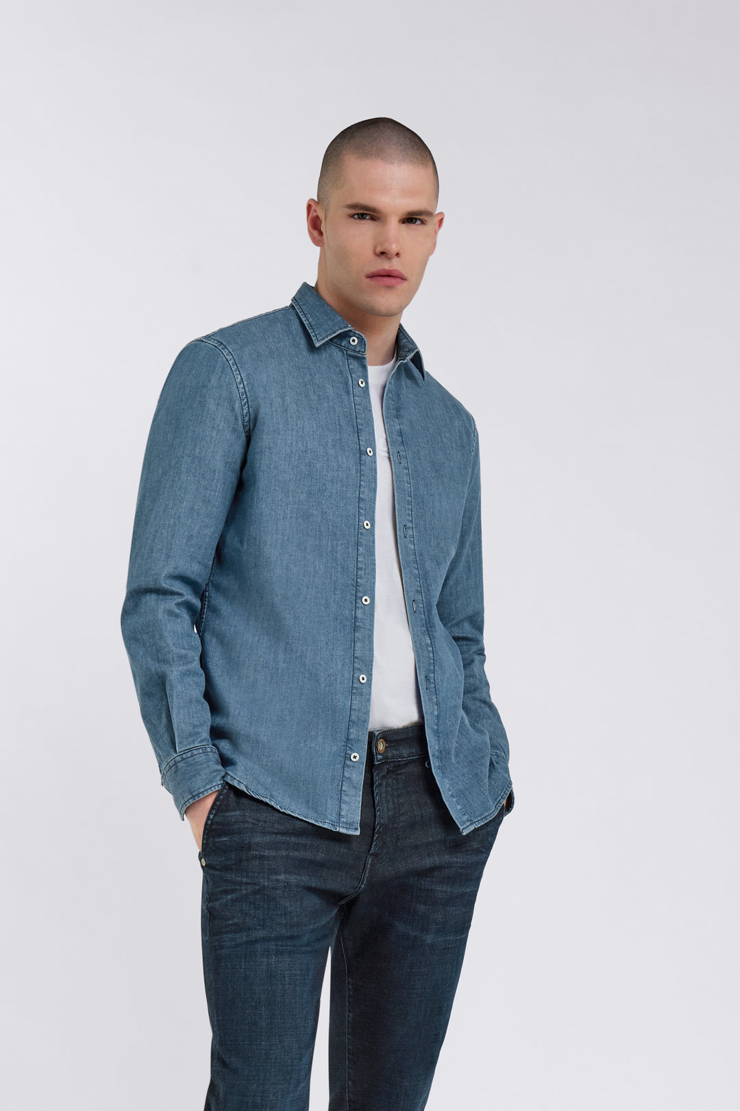 Uomo Slim Fit Camicie Xs Uomo KIN/S 10MO Camicia Uomo In Denim