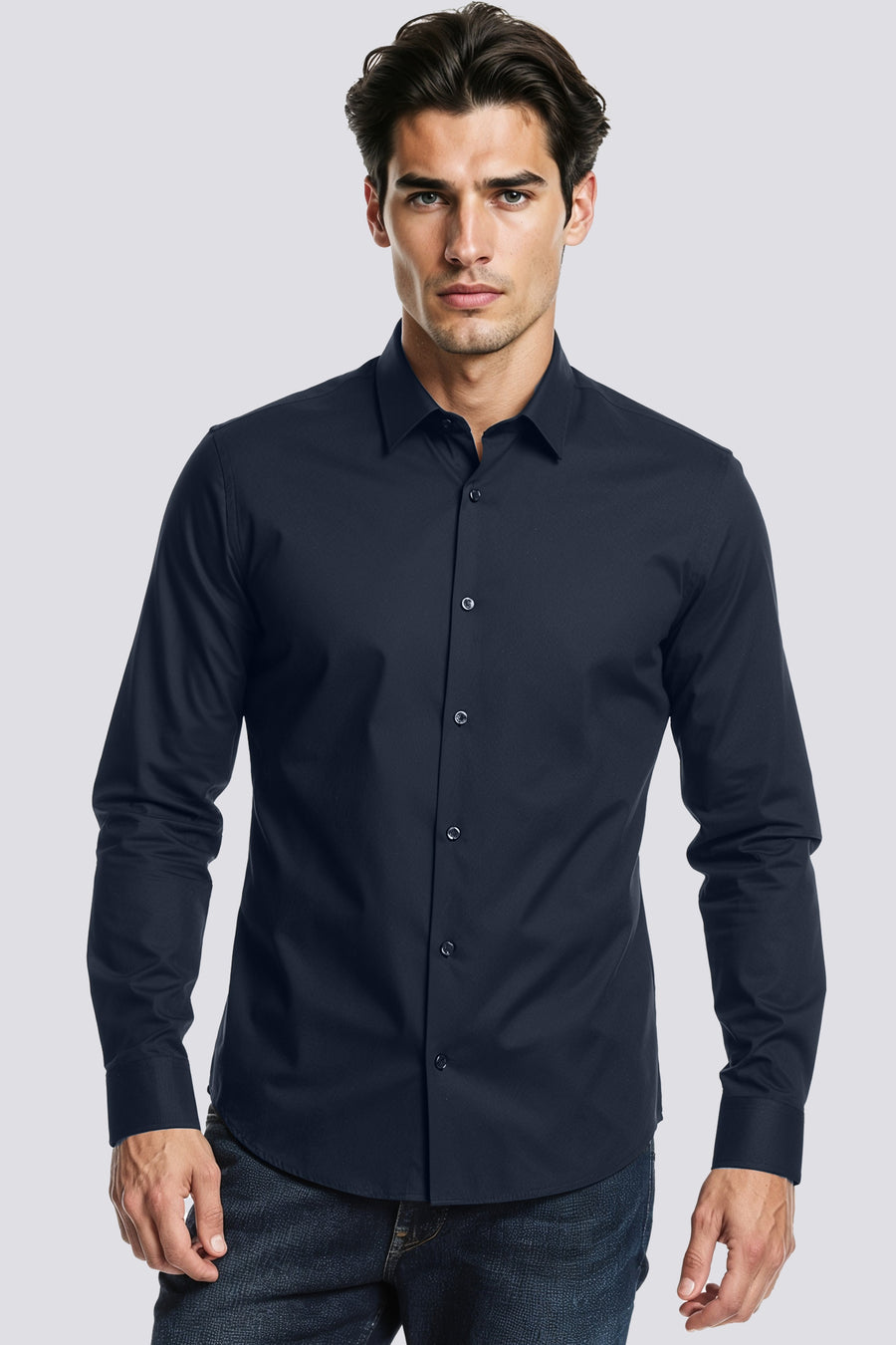 N. KIN/S 4706 - Men's slim fit blue shirt - main image