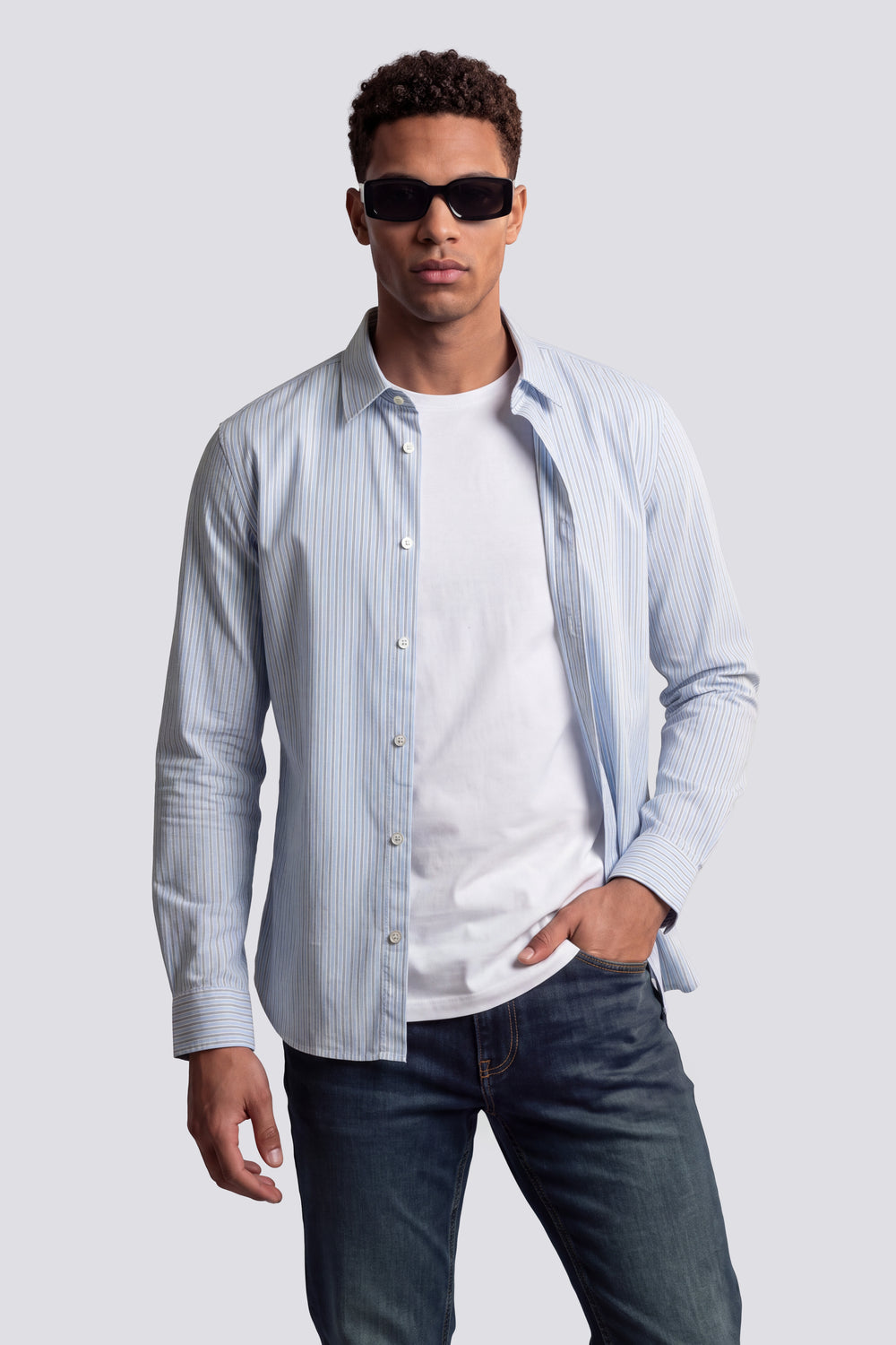 KIN/S ROUND ST36 - Herrenhemd Slim Fit mit langen Ärmeln und Streifen - secondary image