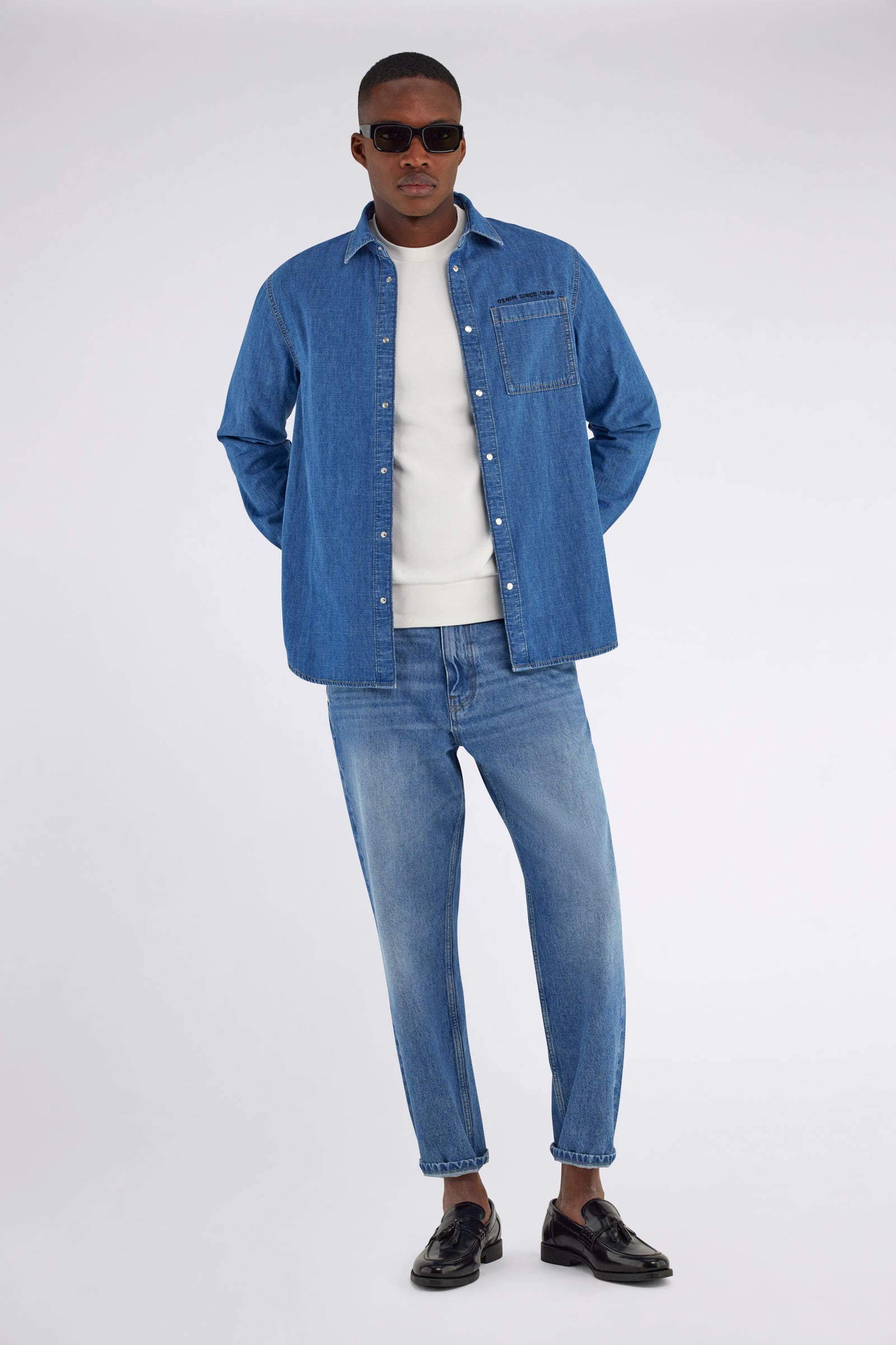 トップス Jacquard denim shirt M Men's Regular Fit Denim Shirt GIANP SHIRT 73MM – GAS Jeans