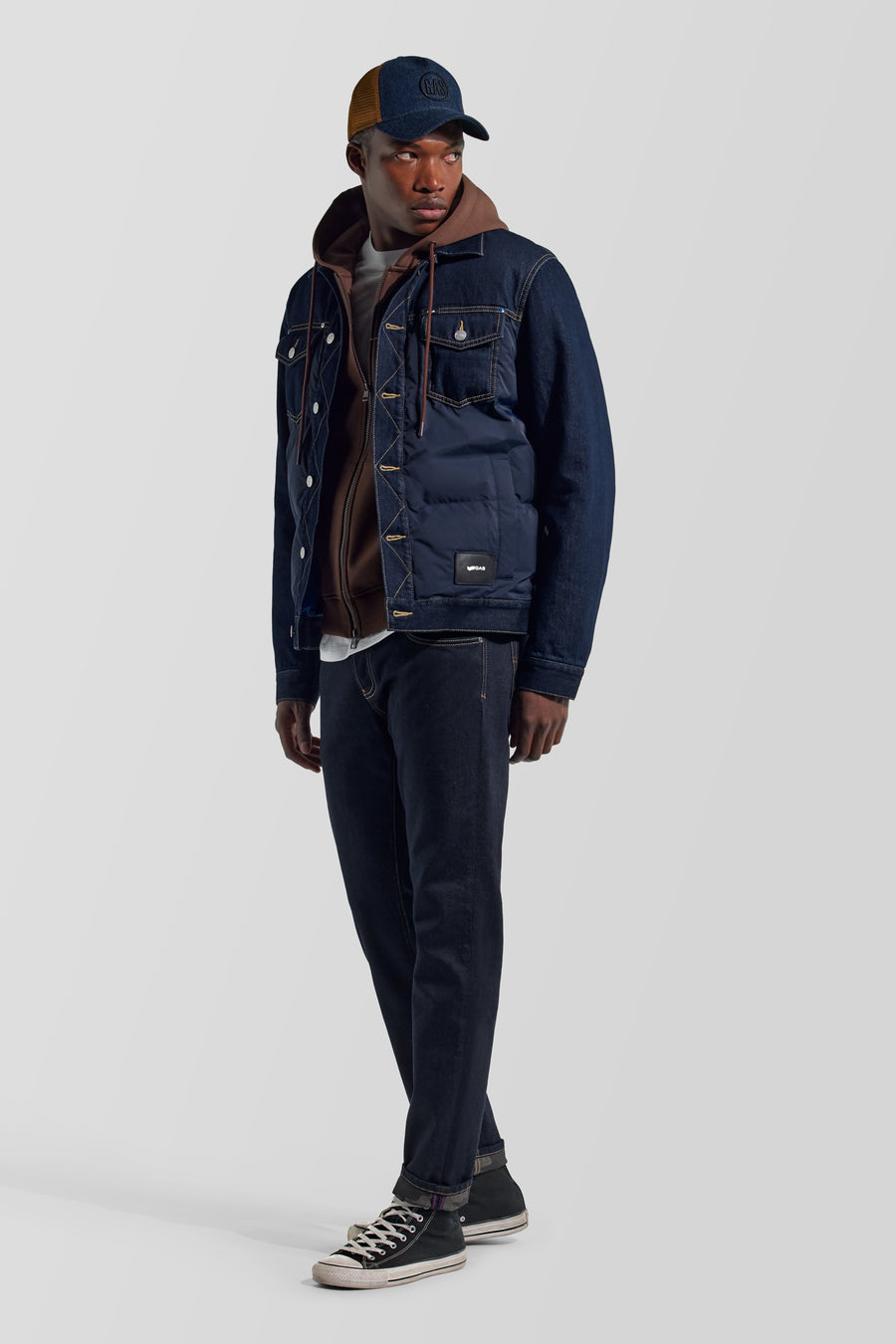 GRID JACKET 10RO - Men's regular fit jacket with denim details - main image