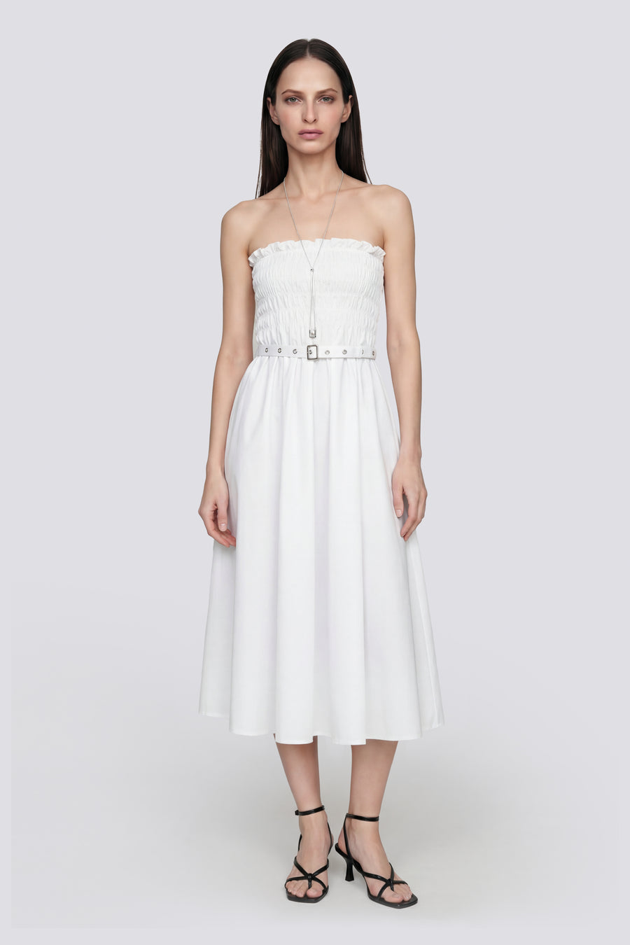 POPSY DRESS 0001 - White women's long dress - main image