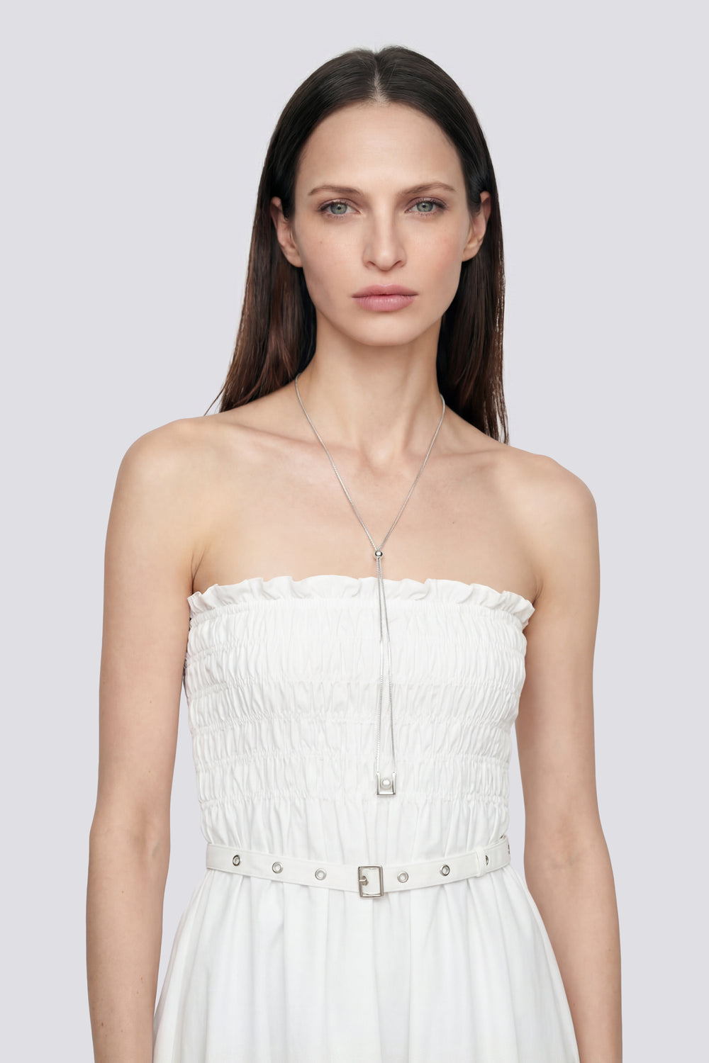 POPSY DRESS 0001 - White women's long dress - secondary image