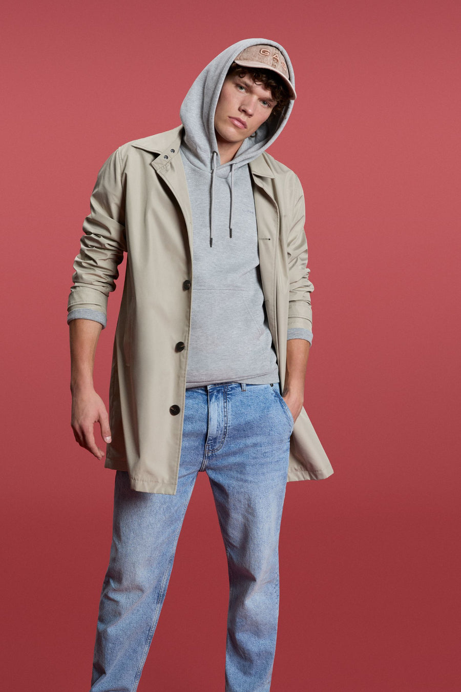 LOCKE TRENCH 4846 - Men's Regular Fit Beige Trench Coat - main image