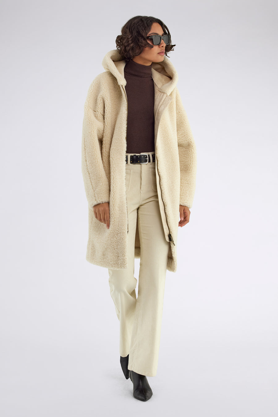 LYLA SHEARLING 1298 - Women's White Teddy Coat Comfort Fit - main image