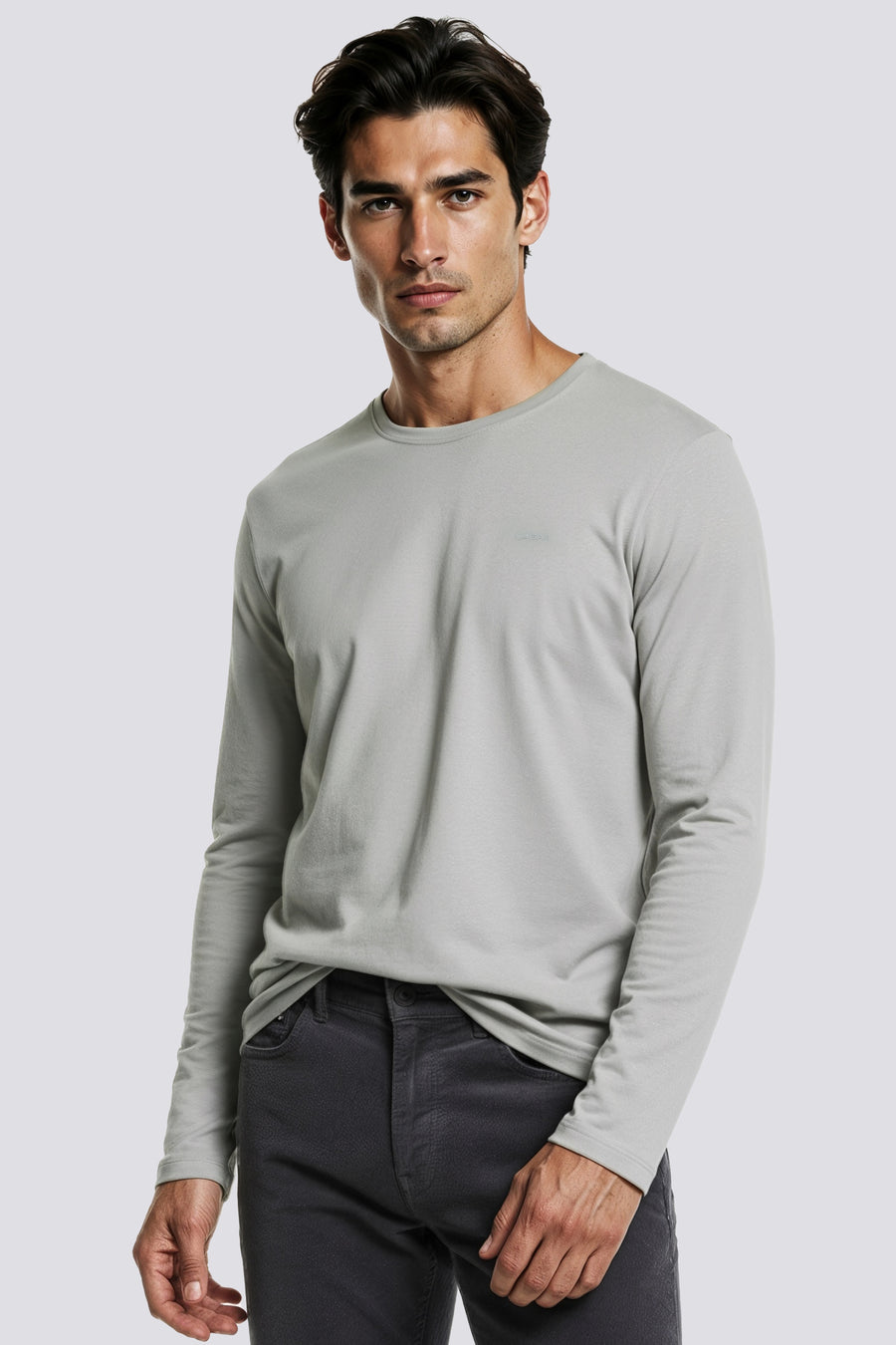 JANIS/S STR.LOGO G. 3924 - Men's Slim Fit Gray T-shirt - main image