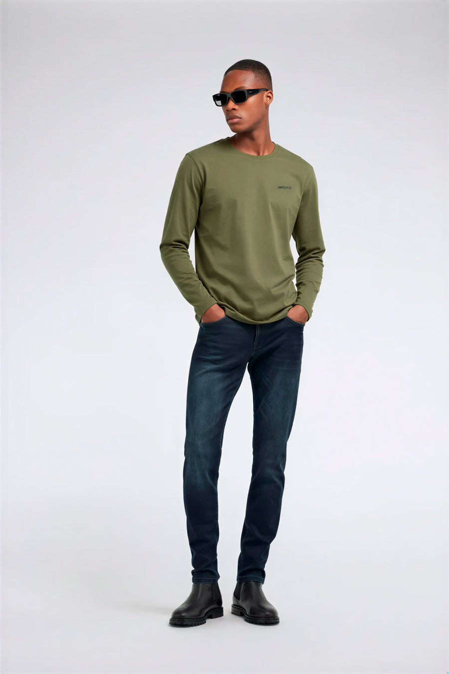 DHARIS M/L LOGO G. 3649 - Men's green regular fit T-shirt - main image