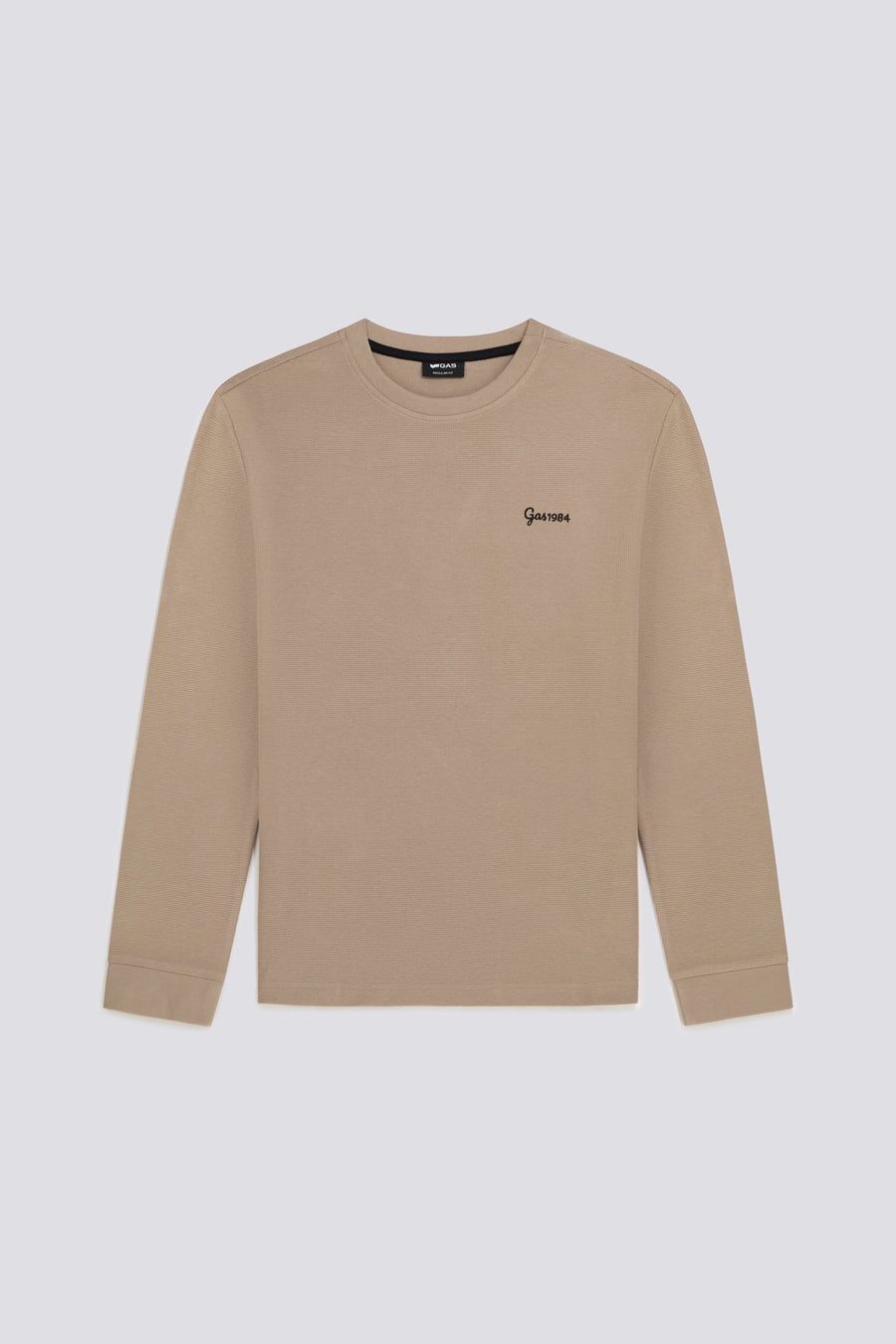 DHARIS M/L EMBR. 4846 - Hosszú ujjú férfi póló Regular Fit bézs - main image