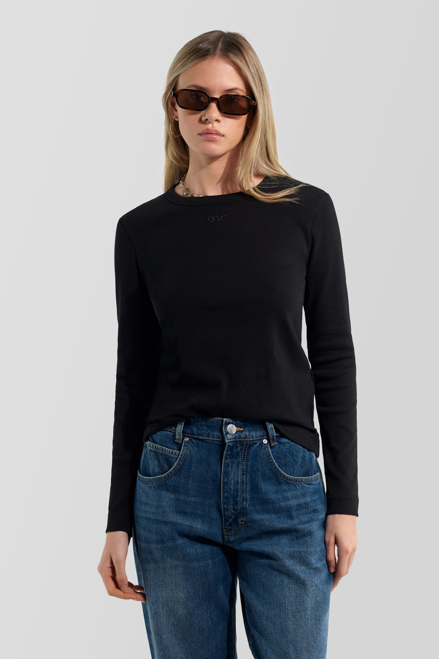 HANIS M/L GAS 0200 - Damen Langarm Slim Fit T-Shirt schwarz - main image