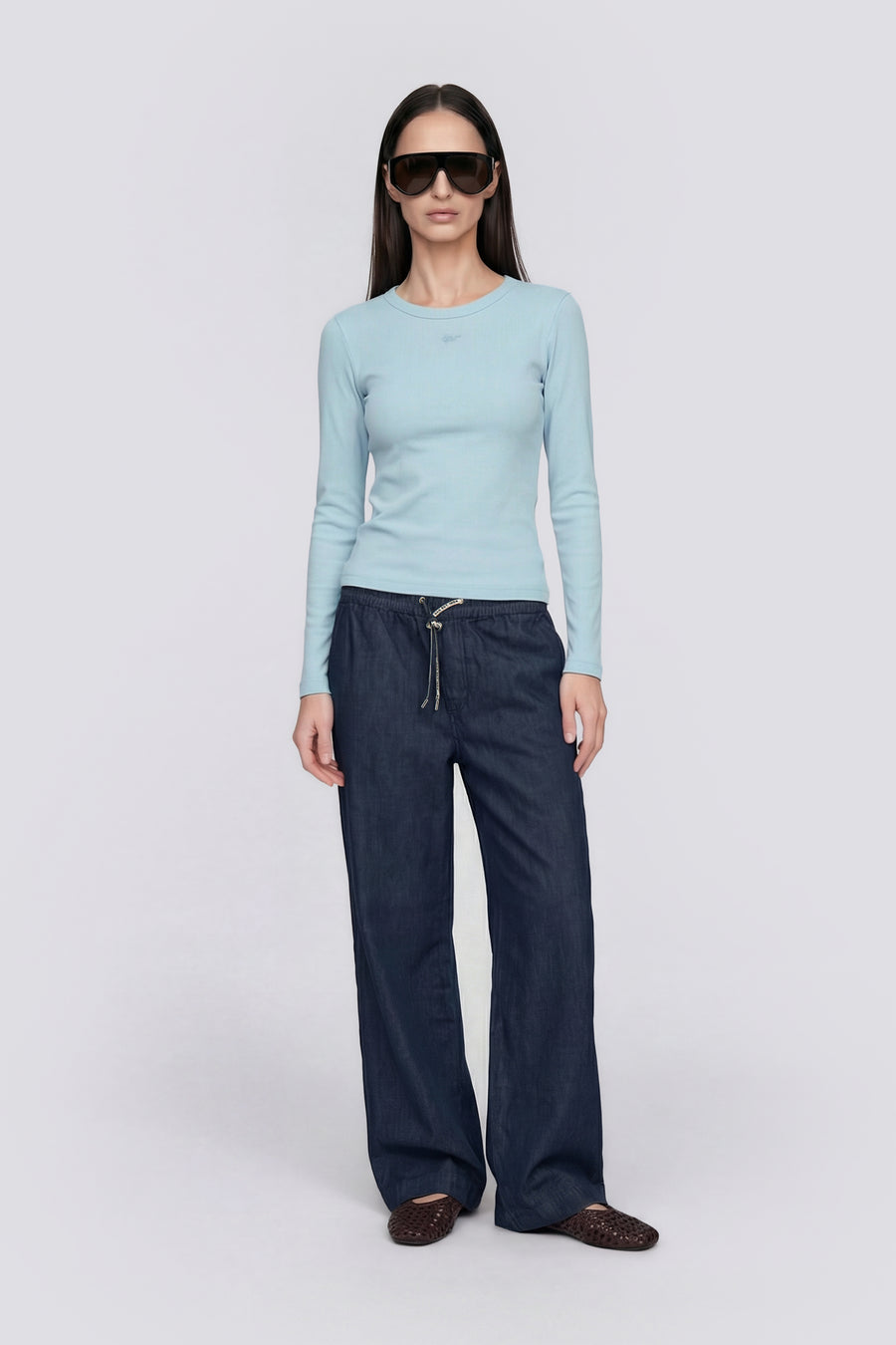HANIS M/L GAS 4713 - Women's long-sleeve slim fit light blue t-shirt - main image