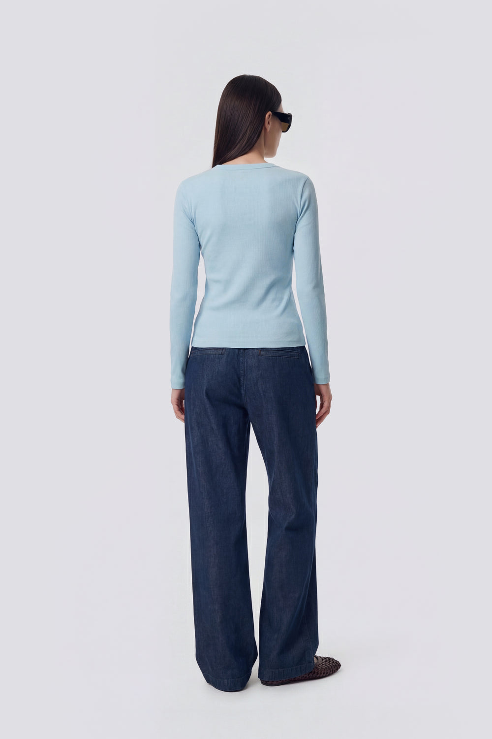 HANIS M/L GAS 4713 - Women's long-sleeve slim fit light blue t-shirt - secondary image