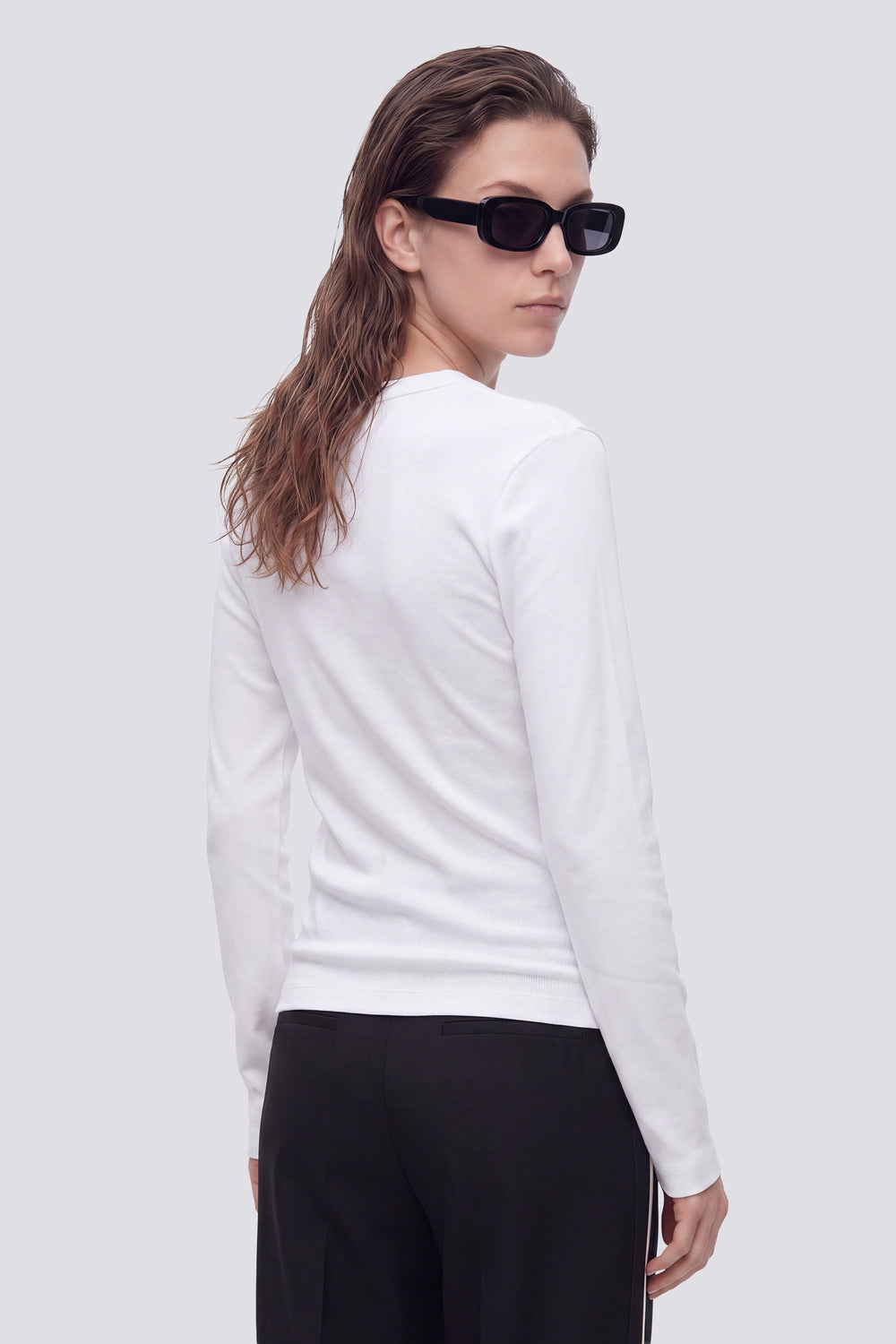 HANIS M/L GAS STRASS 0001 - T-shirt femme à manches longues coupe ajustée blanche - secondary image