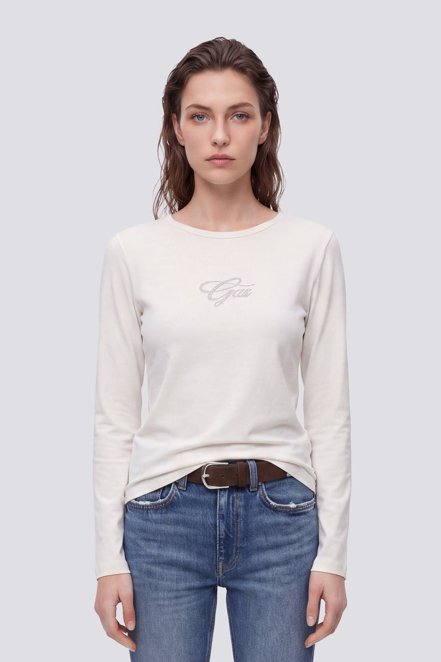 HANIKE C. M/L GAS 1029 - Damen Langarmshirt Slim Fit weiß - main image