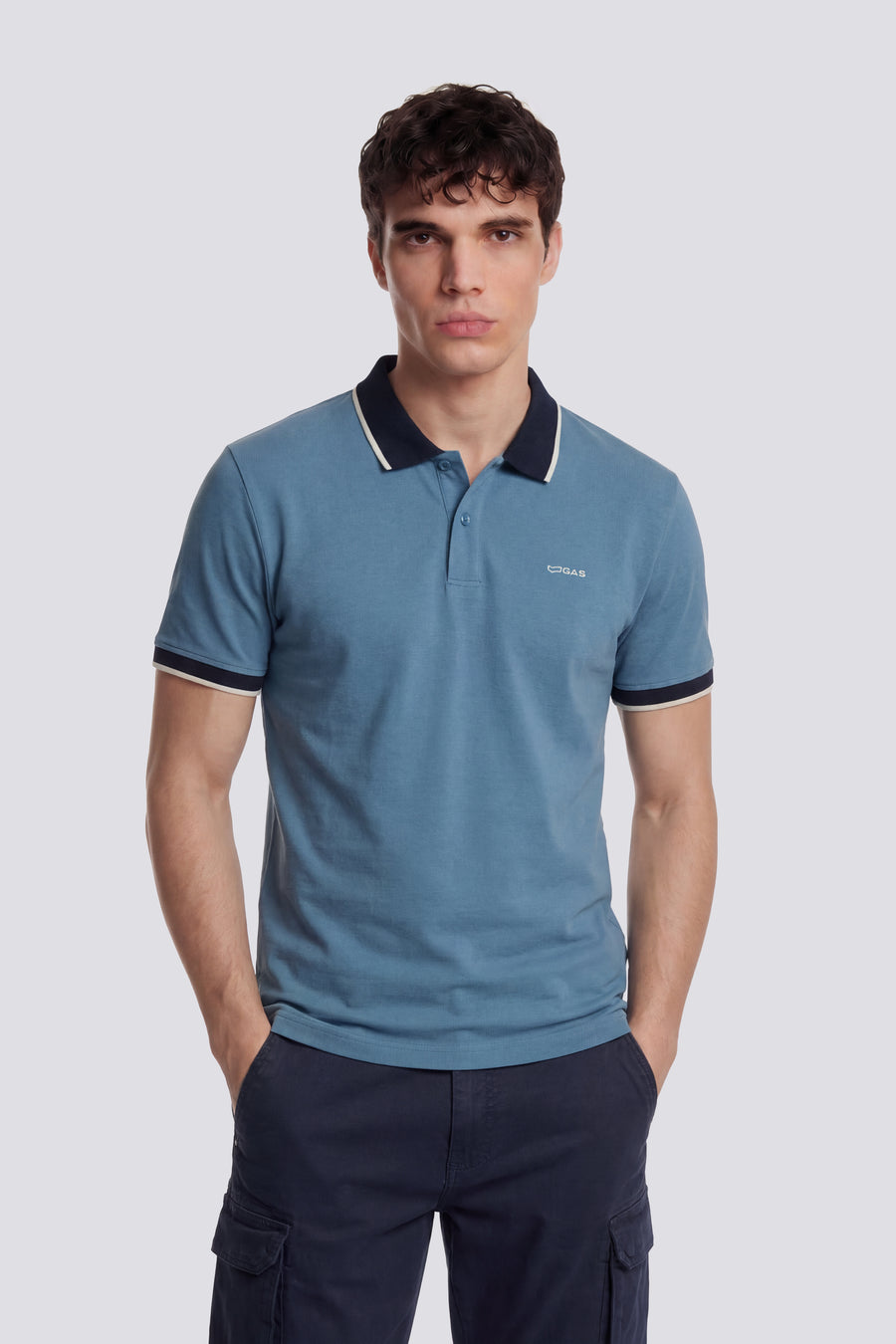 RALPH/S RIB STR. 1706 - Men's Slim Fit Polo Light Blue - main image