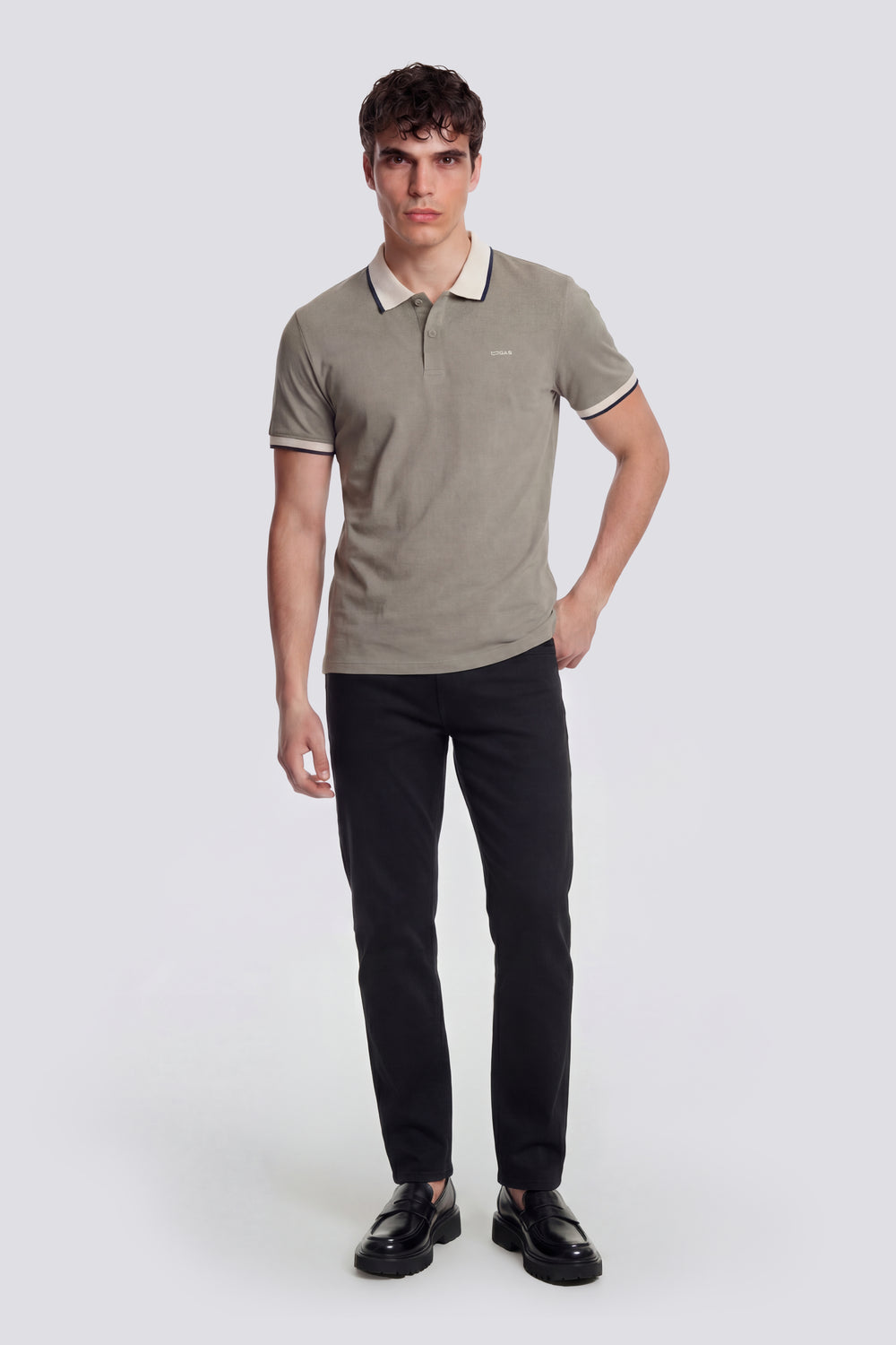 RALPH/S RIB STR. 3930 - Men's slim fit gray polo - secondary image