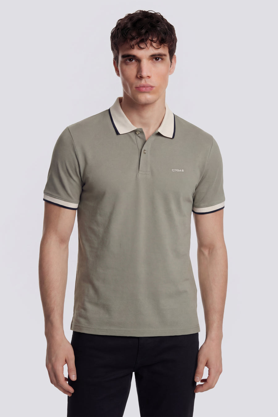 RALPH/S RIB STR. 3930 - Men's slim fit gray polo - main image