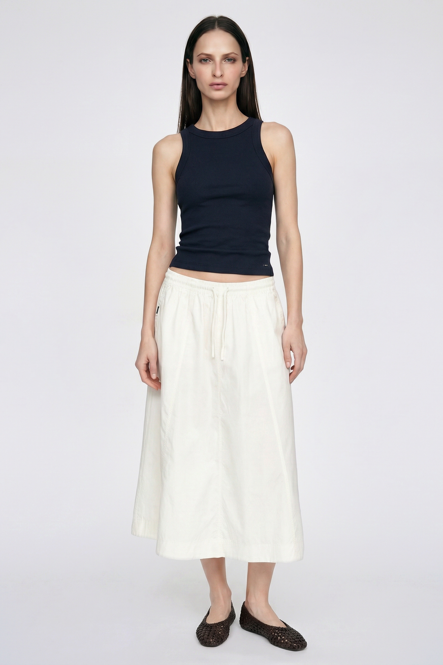 PETRA SKIRT 0001 - Falda mujer relaxed fit blanca - main image