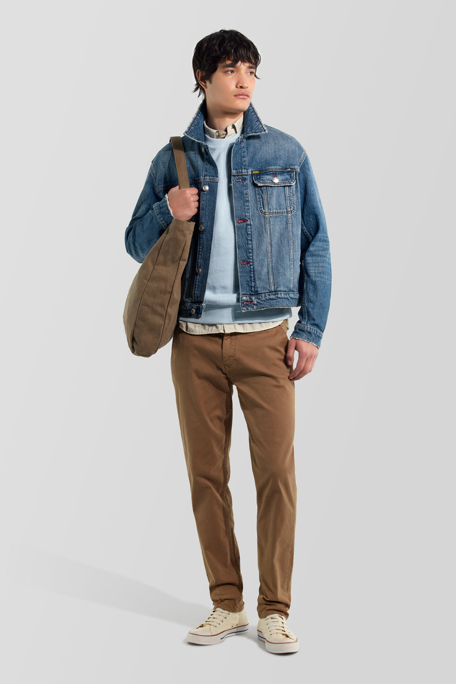 ALEX CHINO 4856 - Men's slim fit brown chino pants - main image