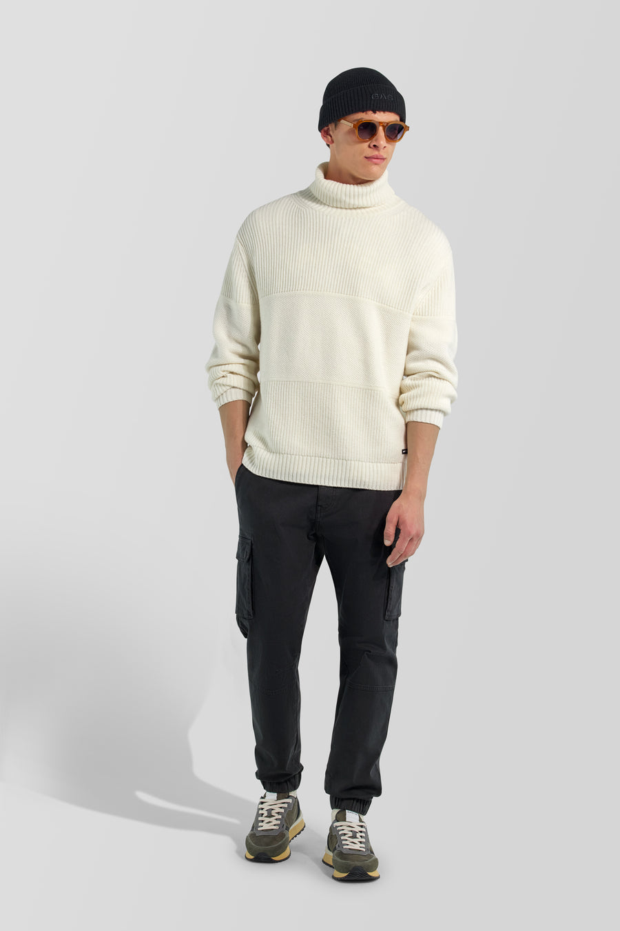 BOB GYM RS 3929 - Sötétszürke slim fit férfi cargo nadrág - main image