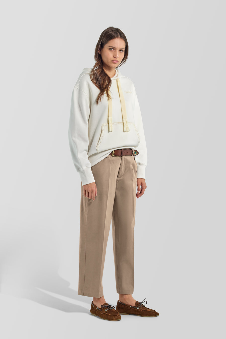 ZAIRA PANT 4876 - Women's beige regular fit pants - main image