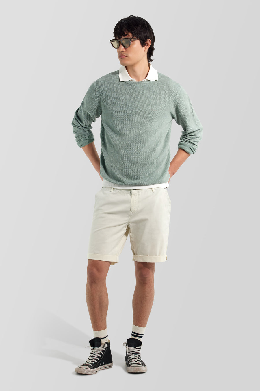 SADECK SH REV 1583 - Men's white slim fit shorts - main image