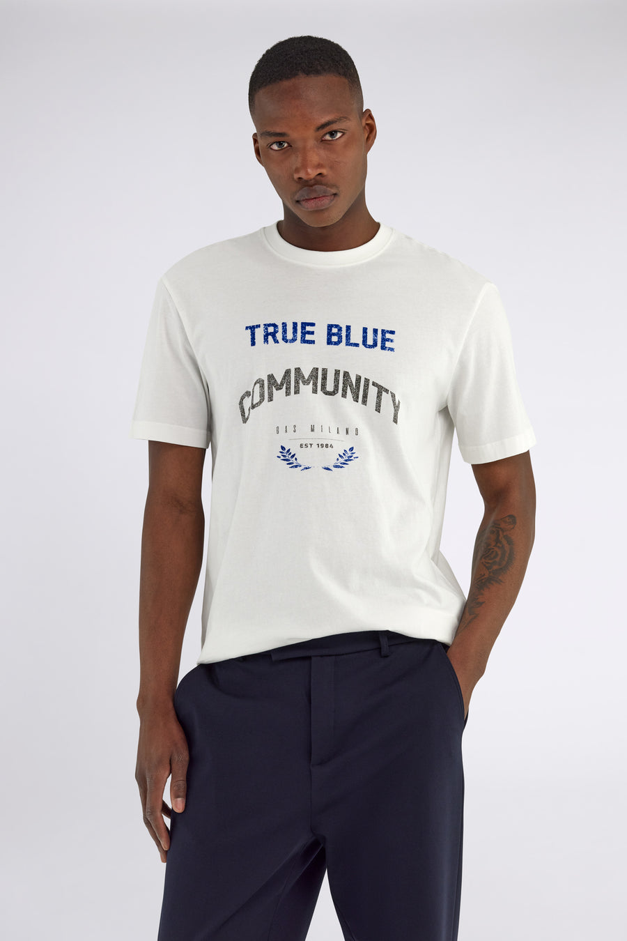 DHARIS "TRUE BLUE" 1029 - Men's White Regular Fit T-Shirt - main image