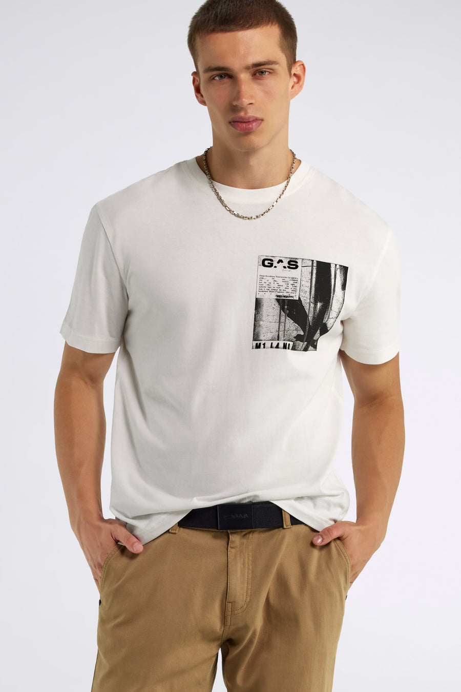 DHARIS M/C"POSTER" 1029 - Men's regular fit white t-shirt - main image