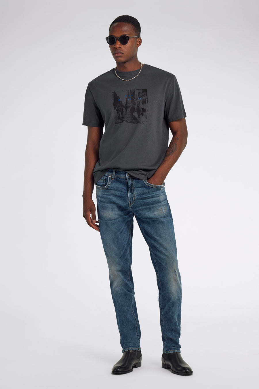 DHARIS M/C"POSTER" 3920 - Men's Regular Fit Gray T-shirt - main image