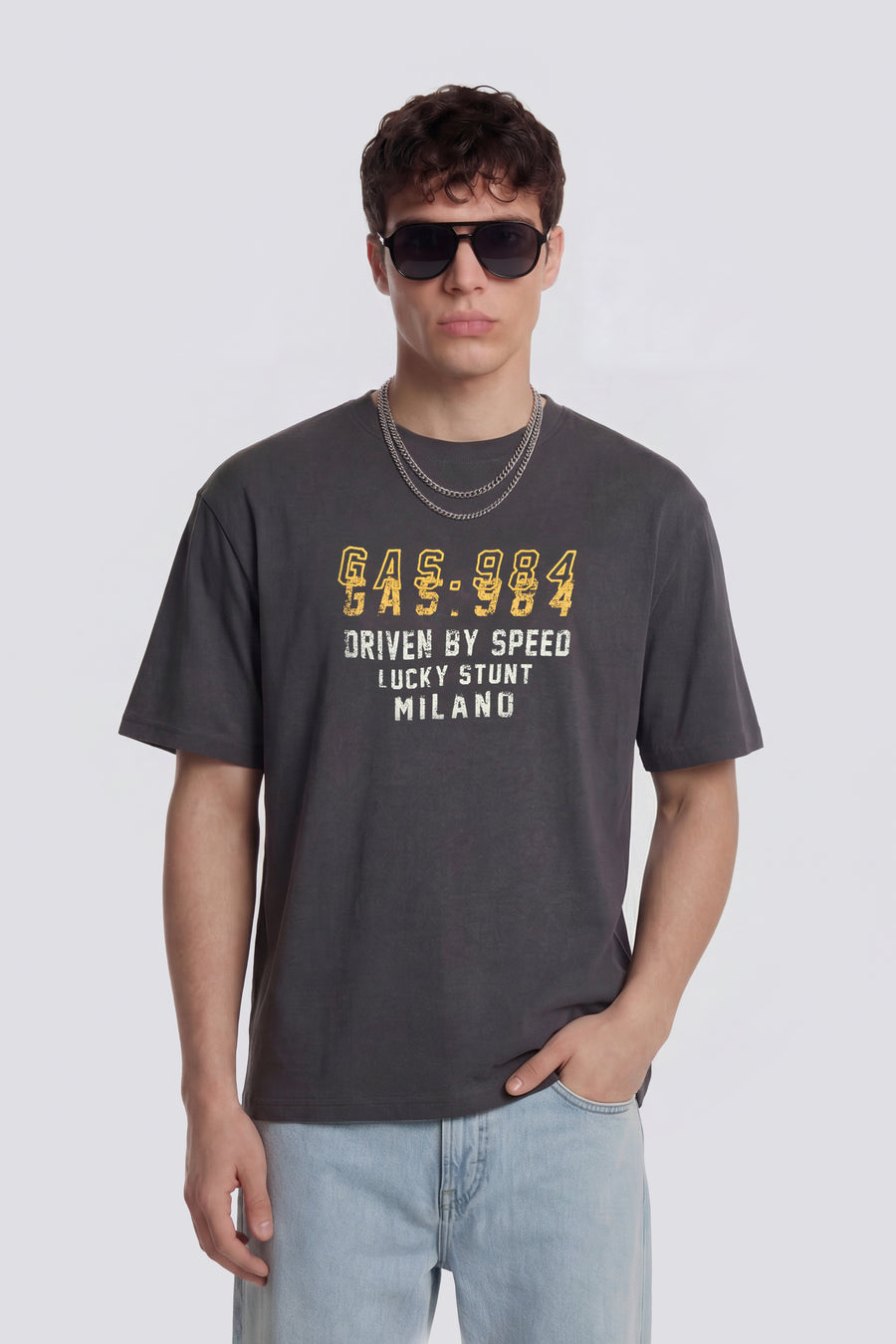 DHARIS M/C"DRIVEN" 3920 - Camiseta gris de hombre corte regular - main image