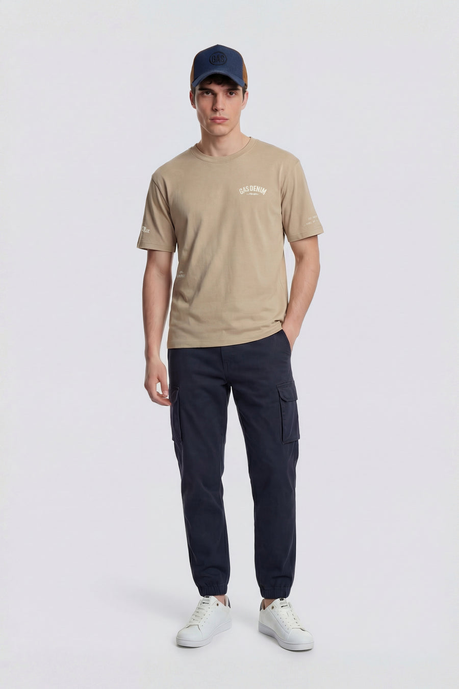 DHARIS M/C"COMPANY" 4846 - Men's regular fit beige t-shirt - main image