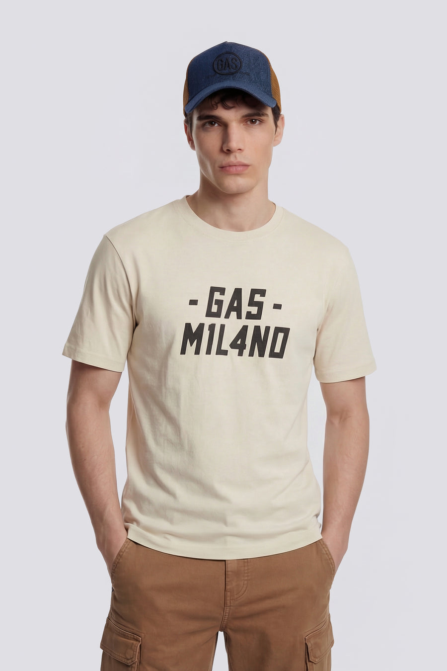DHARIS M/C" PATCH" 3006 - Men's white regular fit T-shirt - main image
