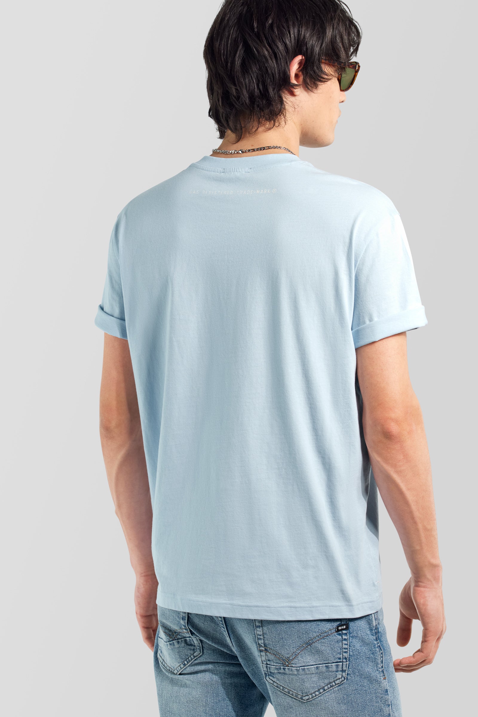 Men's regular fit light blue T-shirt DHARIS M/C