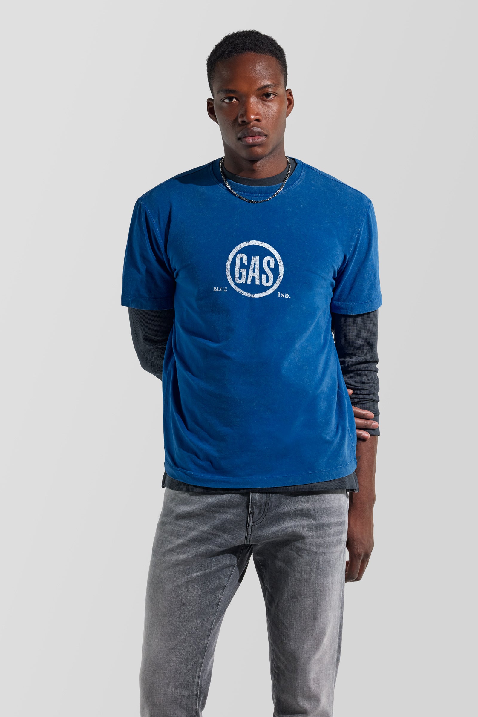 Men's regular fit blue T-shirt DHARIS M/C