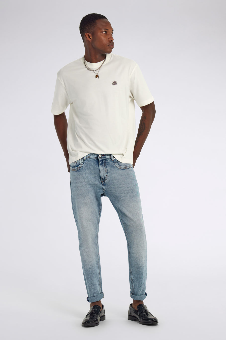 LUC EST.1984 1583 - Férfi fehér comfort fit póló - main image