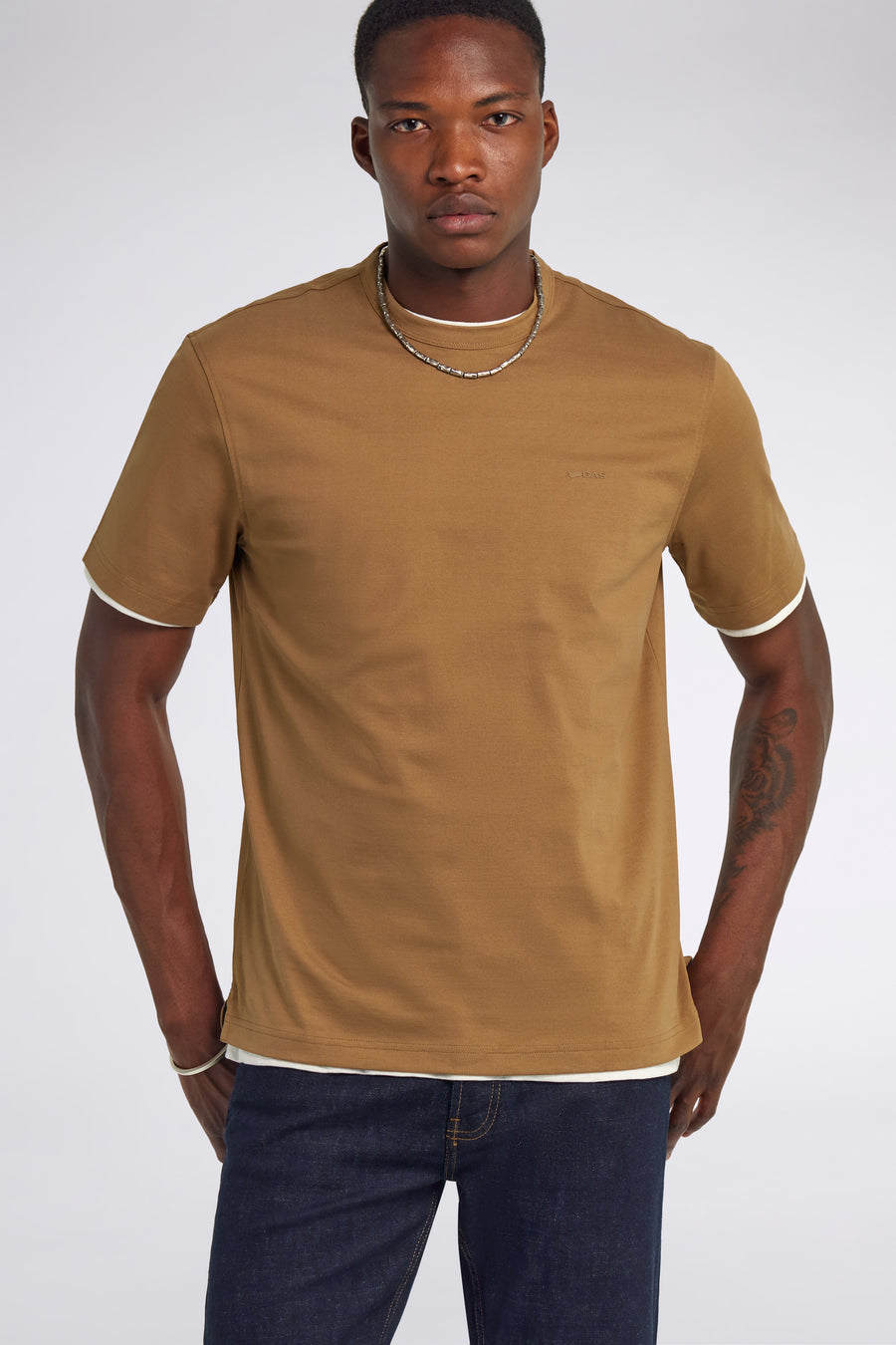 DHARIS M/C SLIT TAPE 4856 - T-shirt uomo regular fit marrone - main image