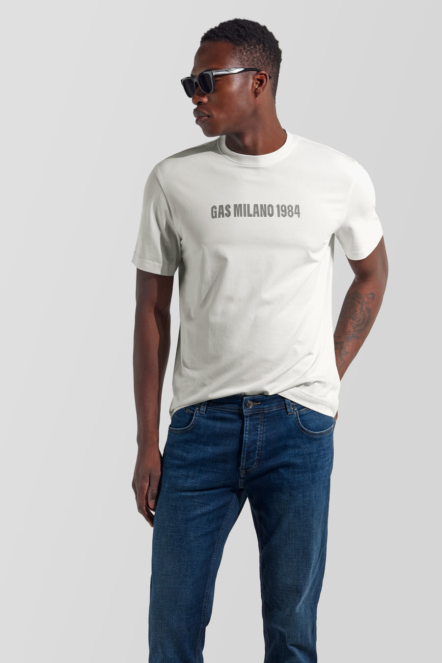 DHARIS M/C GAS M.84 0001 - Men's regular fit white T-shirt - main image