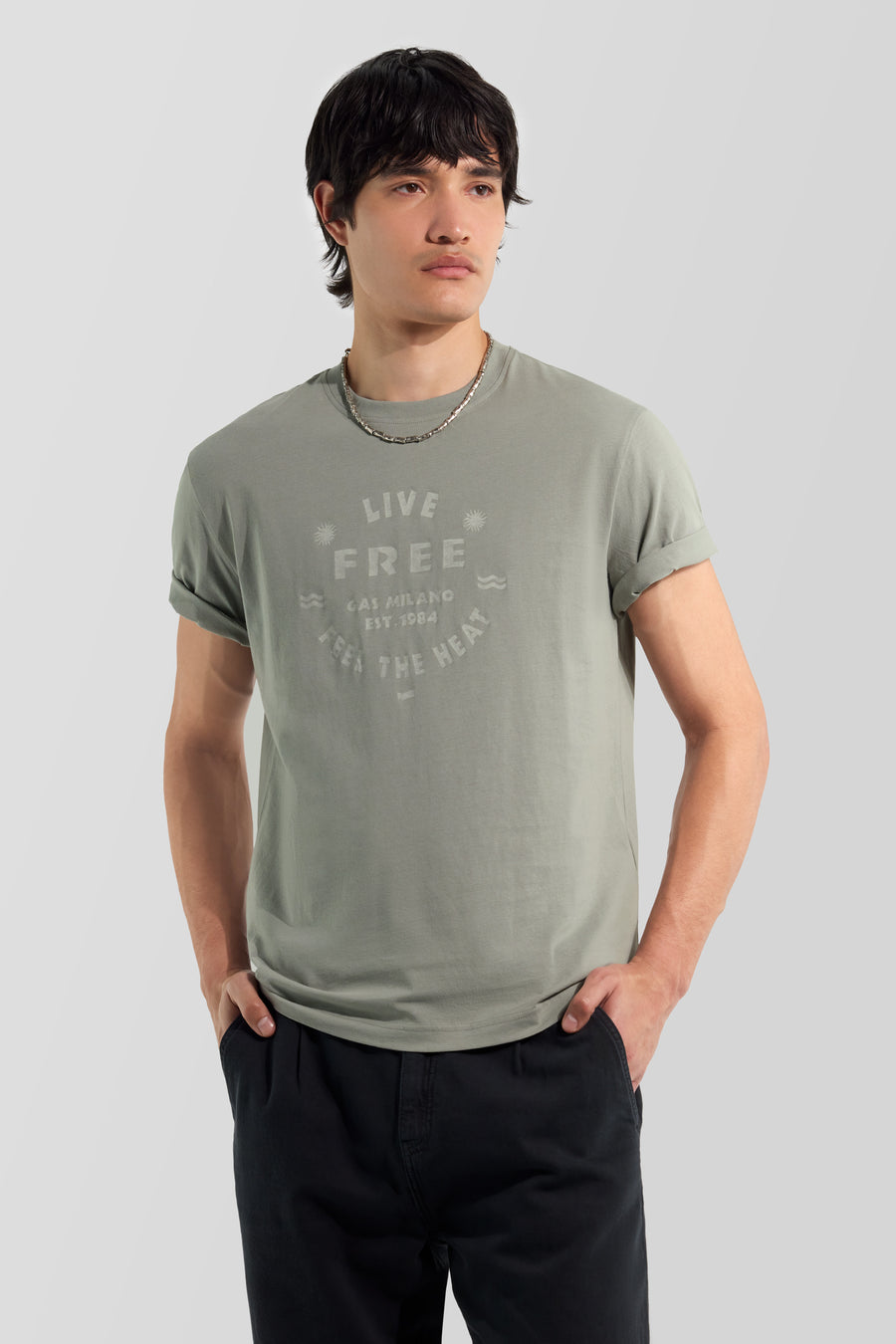 DHARIS M/C"LIVE" 3930 - T-shirt uomo regular fit verde - main image