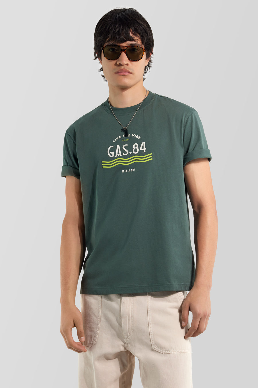 DHARIS M/C"VIBE" 3674 - Men's regular fit green T-shirt - main image