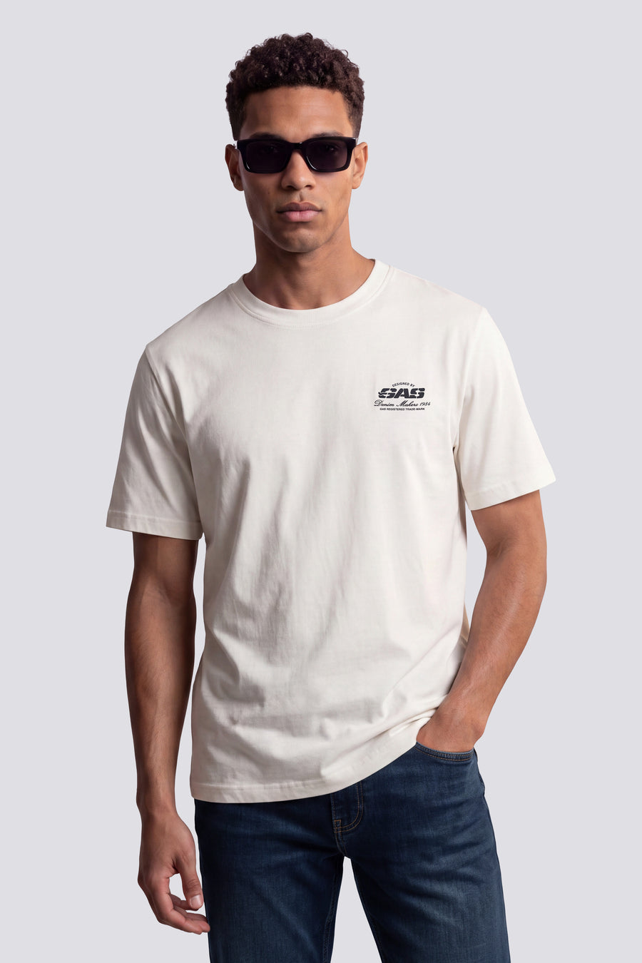 DHARIS M/C"DENIM" 1029 - Herren T-Shirt Regular Fit weiß - main image