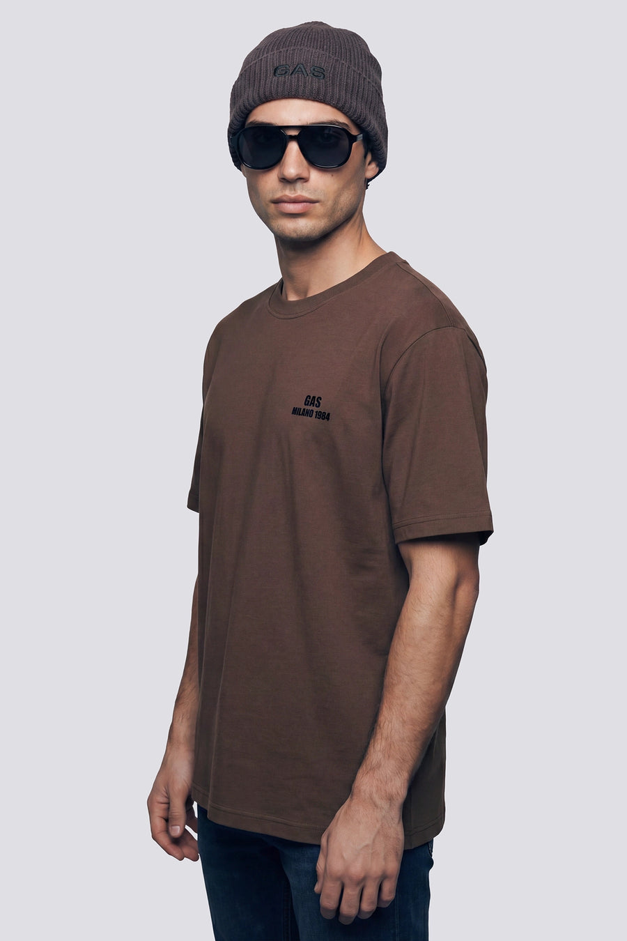 DHARIS M/C FLOCK 84 4879 - Men's brown regular fit short sleeve t-shirt - main image