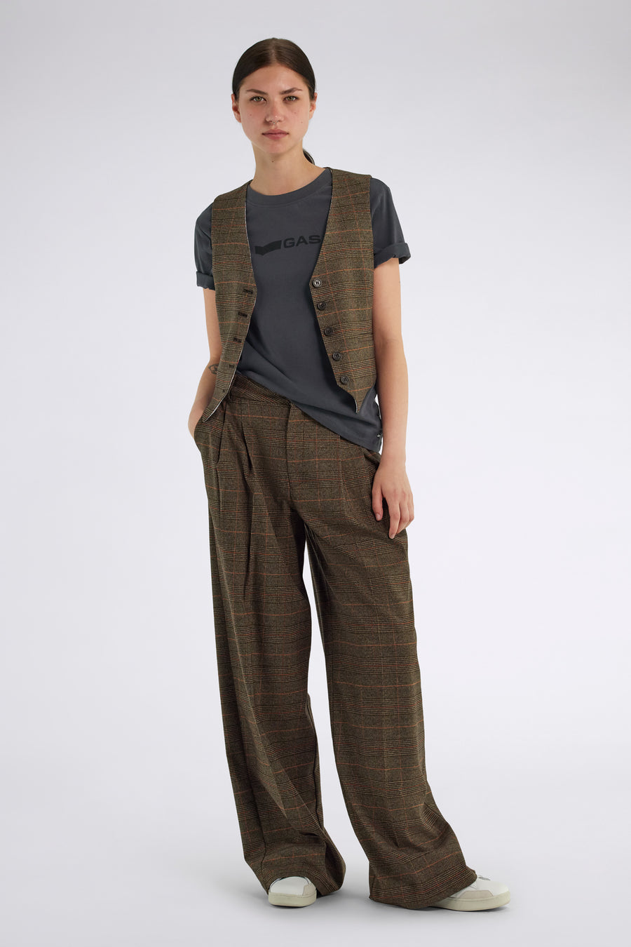 TARA LONG"LOGO G." 3920 - Women's gray Regular Fit T-shirt - main image