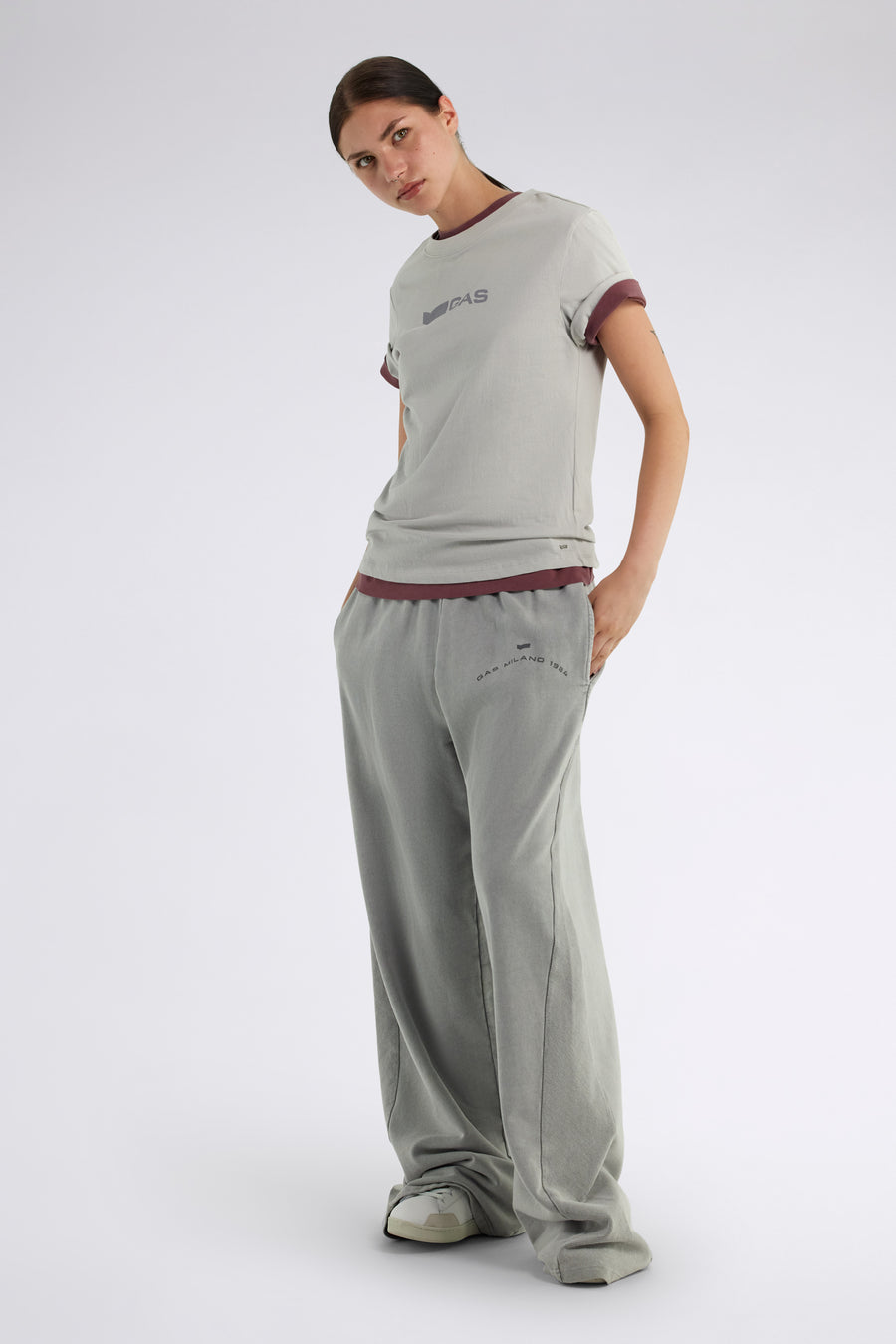 TARA LONG"LOGO G." 3925 - Women's regular fit t-shirt in light gray - main image