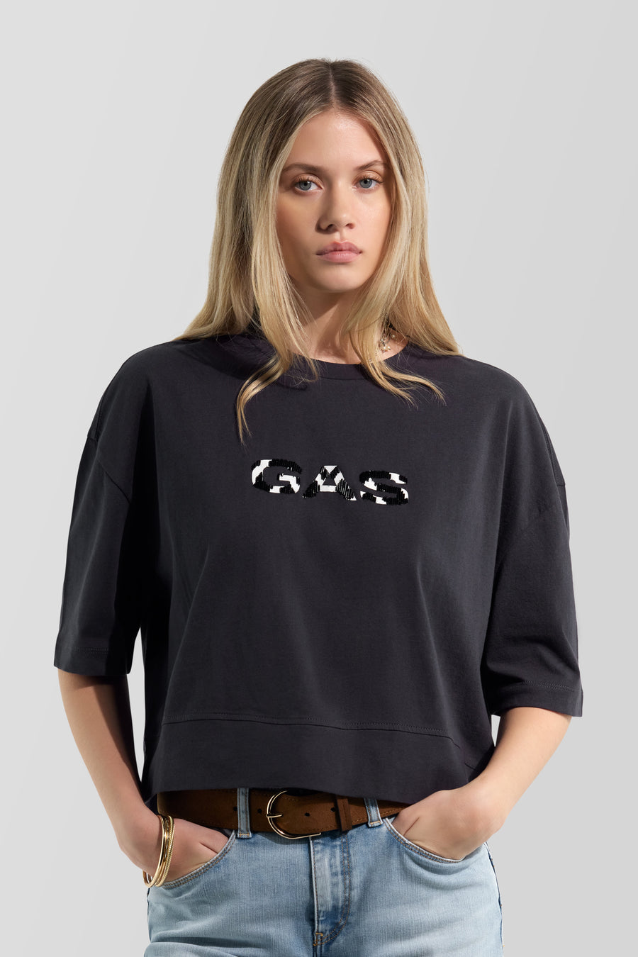 SADDY GAS 3929 - Women's black regular fit t-shirt - main image