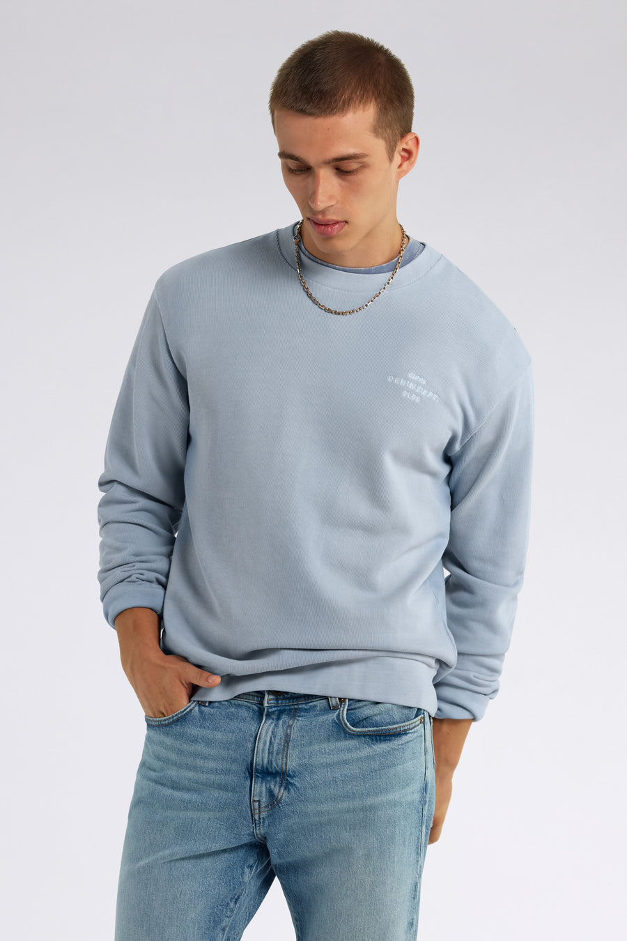SWEN W.RIB LOGO G. 4709 - Men's Regular Fit Sweatshirt Light Blue - main image
