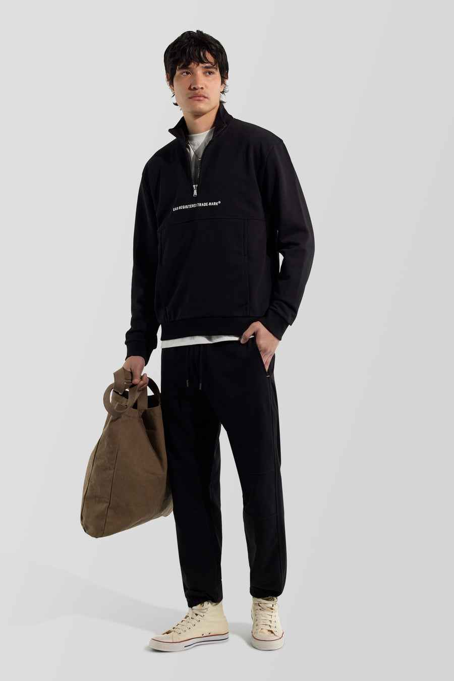 DEAN HALF ZIP PK 0200 - Men's black comfort fit sweatshirt - main image