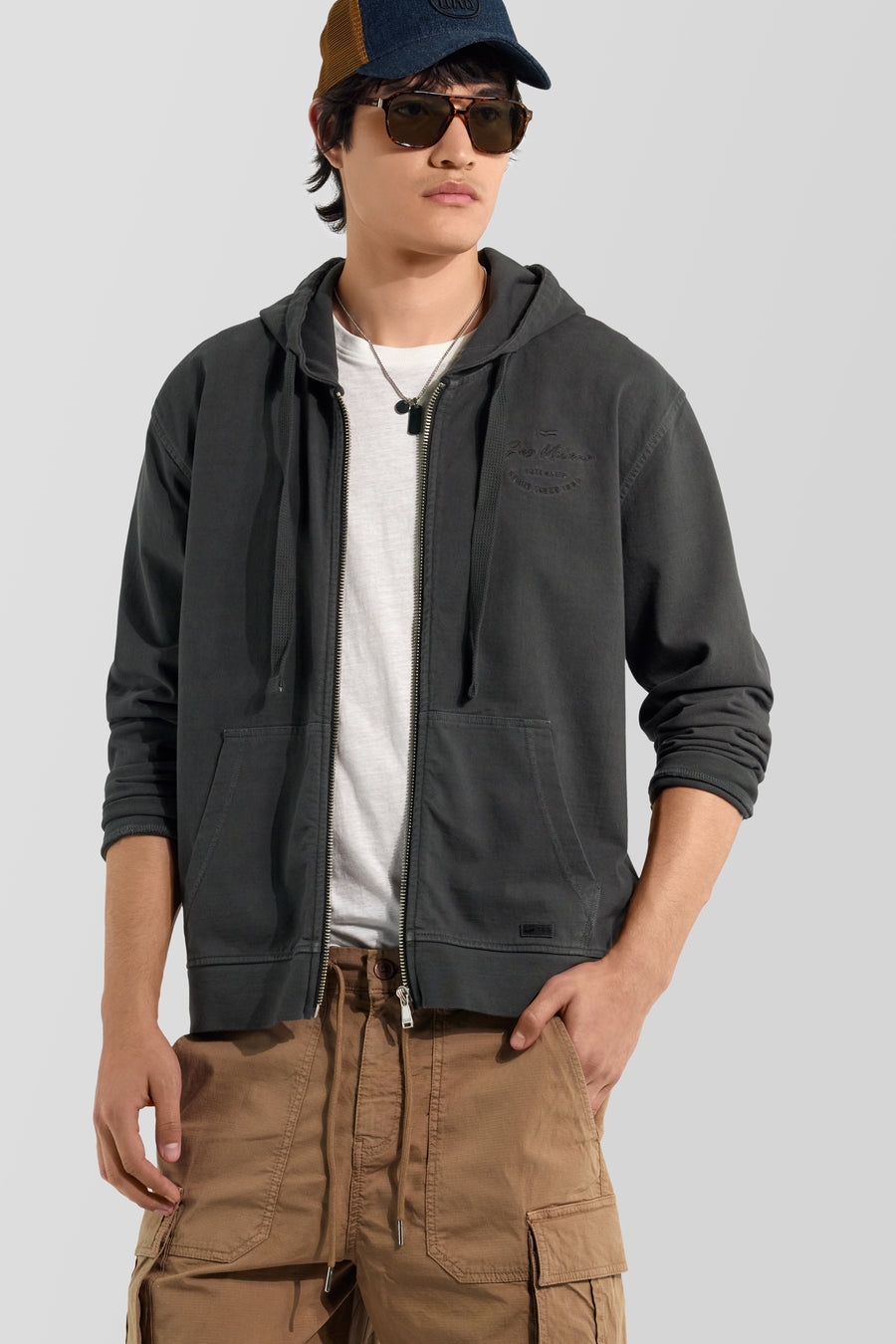 SWEN FULL.ZIP AUTH. 3929 - Men's Regular Fit Gray Sweatshirt - main image