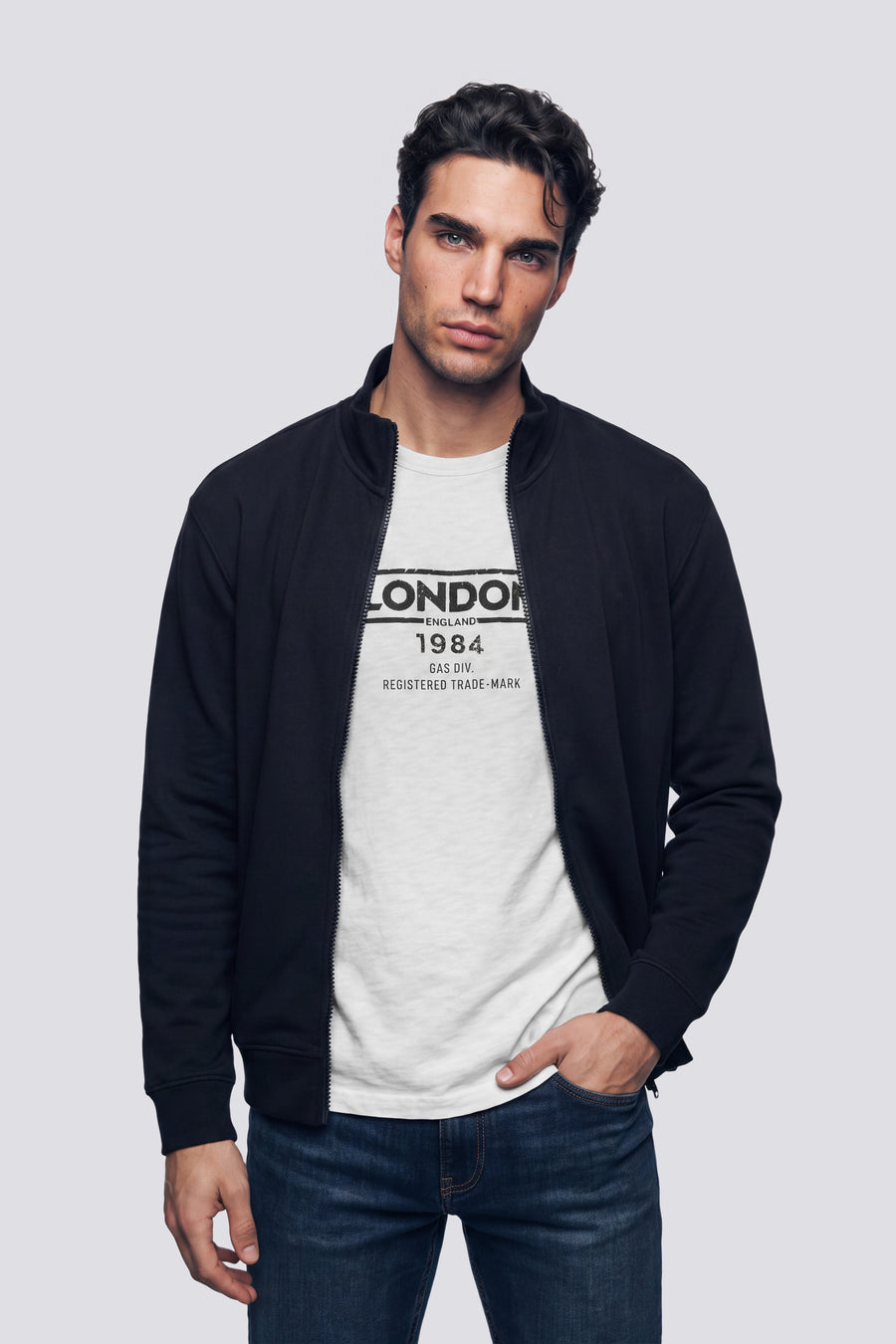 LUSTIG PK LOGO PATCH 0200 - Herren-Sweatjacke mit Reißverschluss, Regular Fit, schwarz - main image