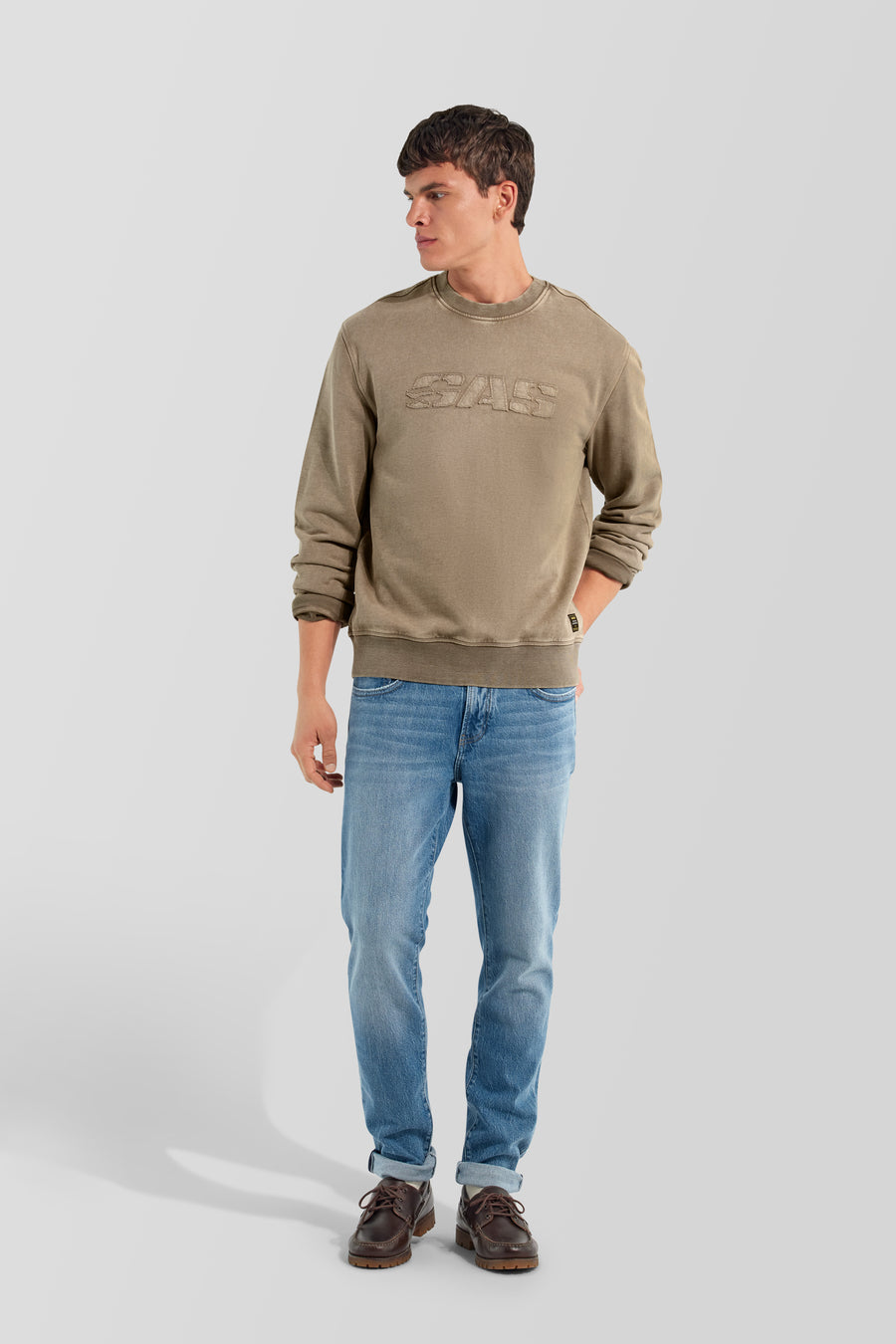 SWEN HER.LOGO 4876 - Men's beige regular fit sweatshirt - main image